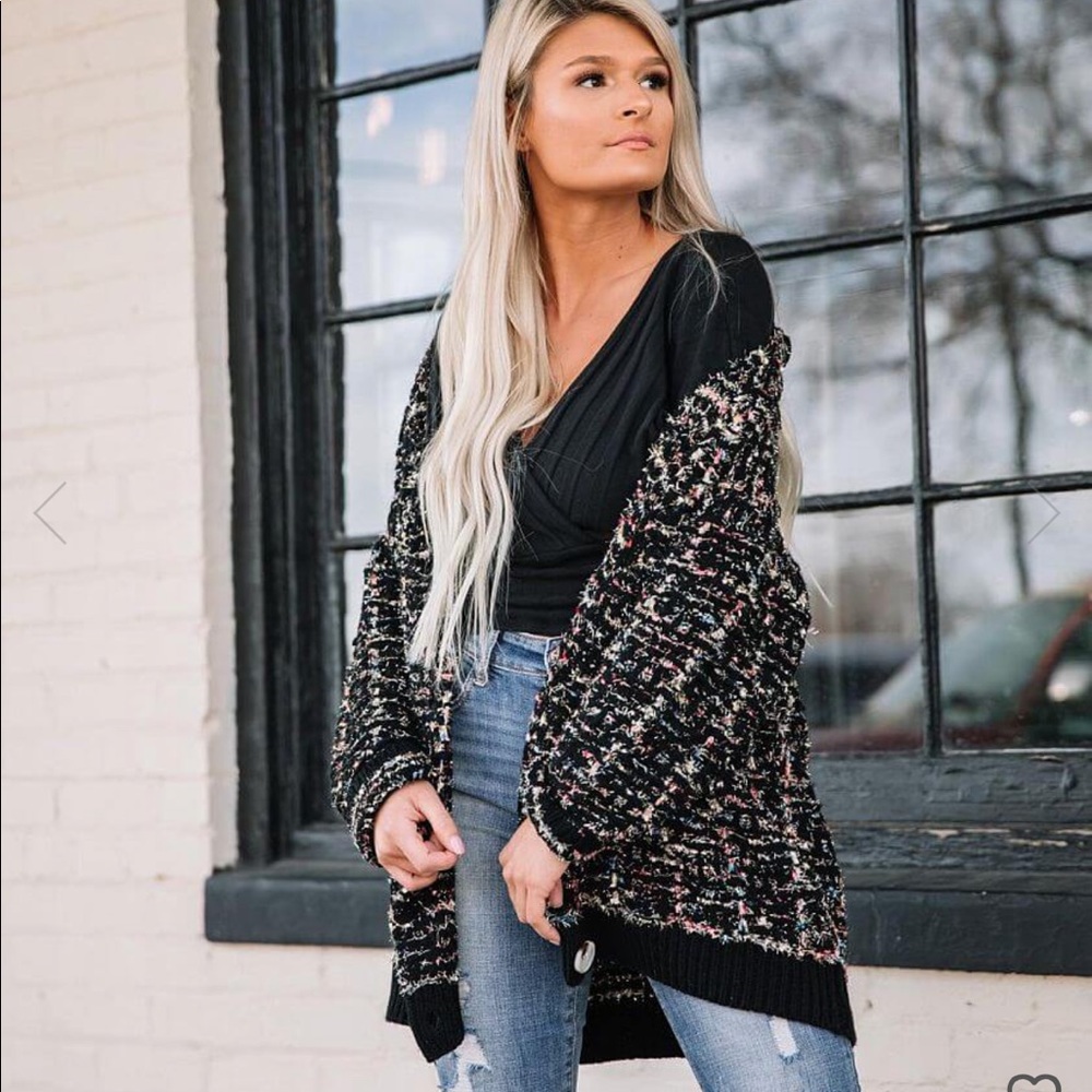 Favlux Metallic Gold Thread Cardigan Sweater